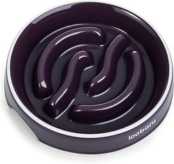 LOOBANI Slow Feeder Dishwasher-safe Ceramic Dog Bowl, Purple, Large