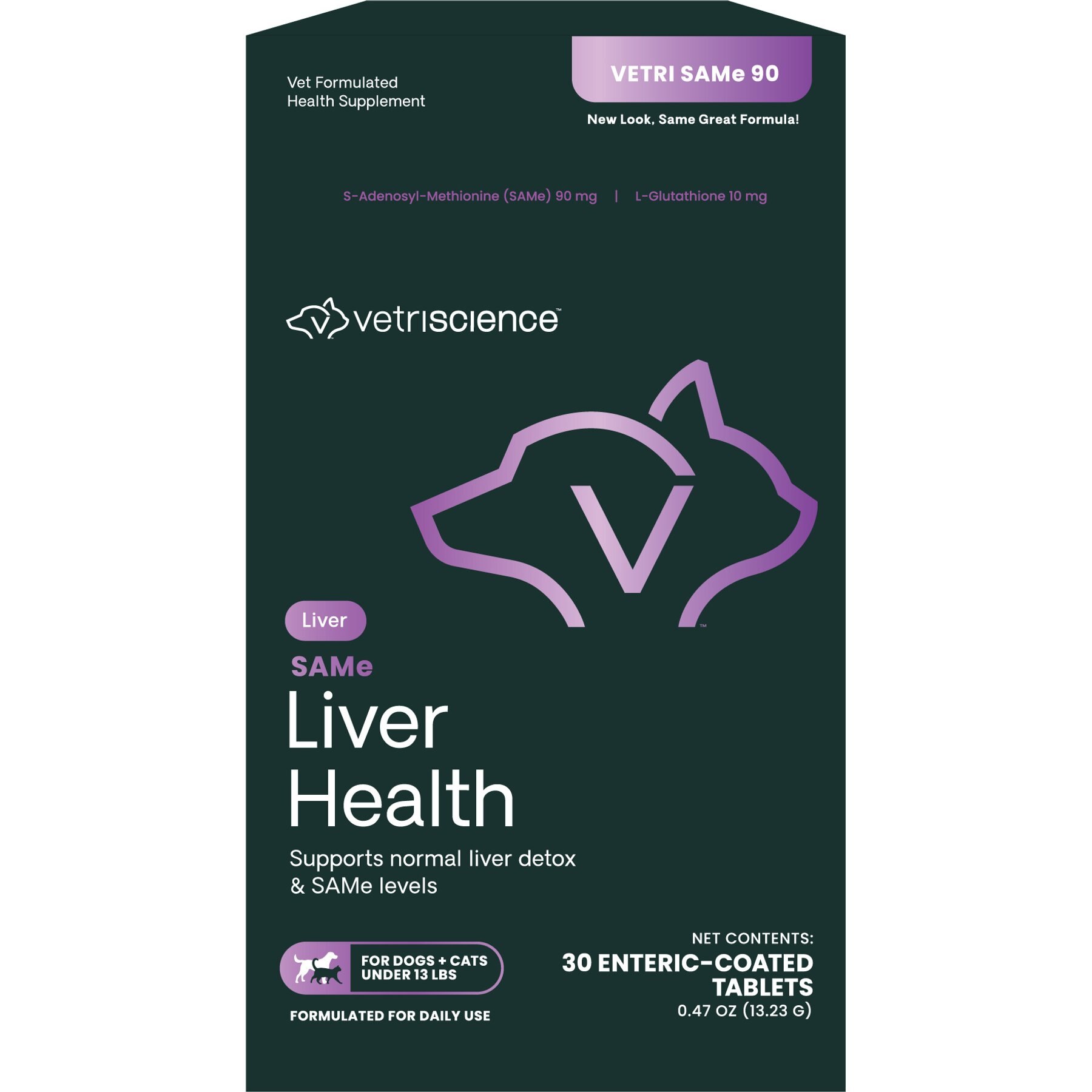 VetriScience VETRI SAMe 90 Tablets Liver Supplement for Cats & Dogs, 30 count