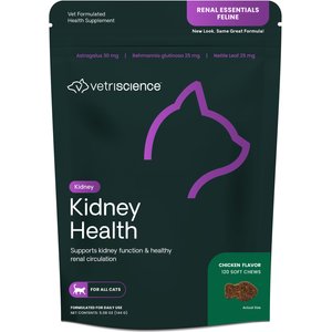 VetriScience Renal Essentials Feline Soft Chews Kidney & Urinary Supplement for Cats, 120 count