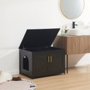 Unipaws Cat Litter Box Enclosure with Top Opening, Large, Black & Gold