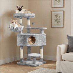 Yaheetech Activity Tower Basic 46-in Cat Tree, Light Gray