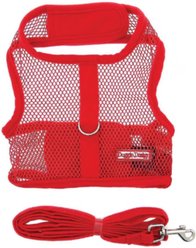 Doggie Design Cool Mesh Netted Dog Harness with Matching Leash, Red, Small
