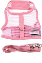 Doggie Design Cool Mesh Netted Dog Harness with Matching Leash, Pink, Small