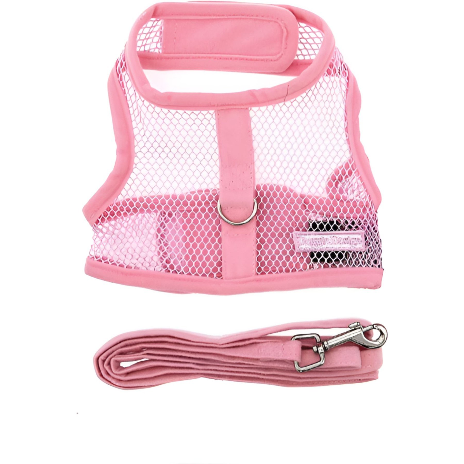 Doggie Design Cool Mesh Netted Dog Harness with Matching Leash, Pink, Medium