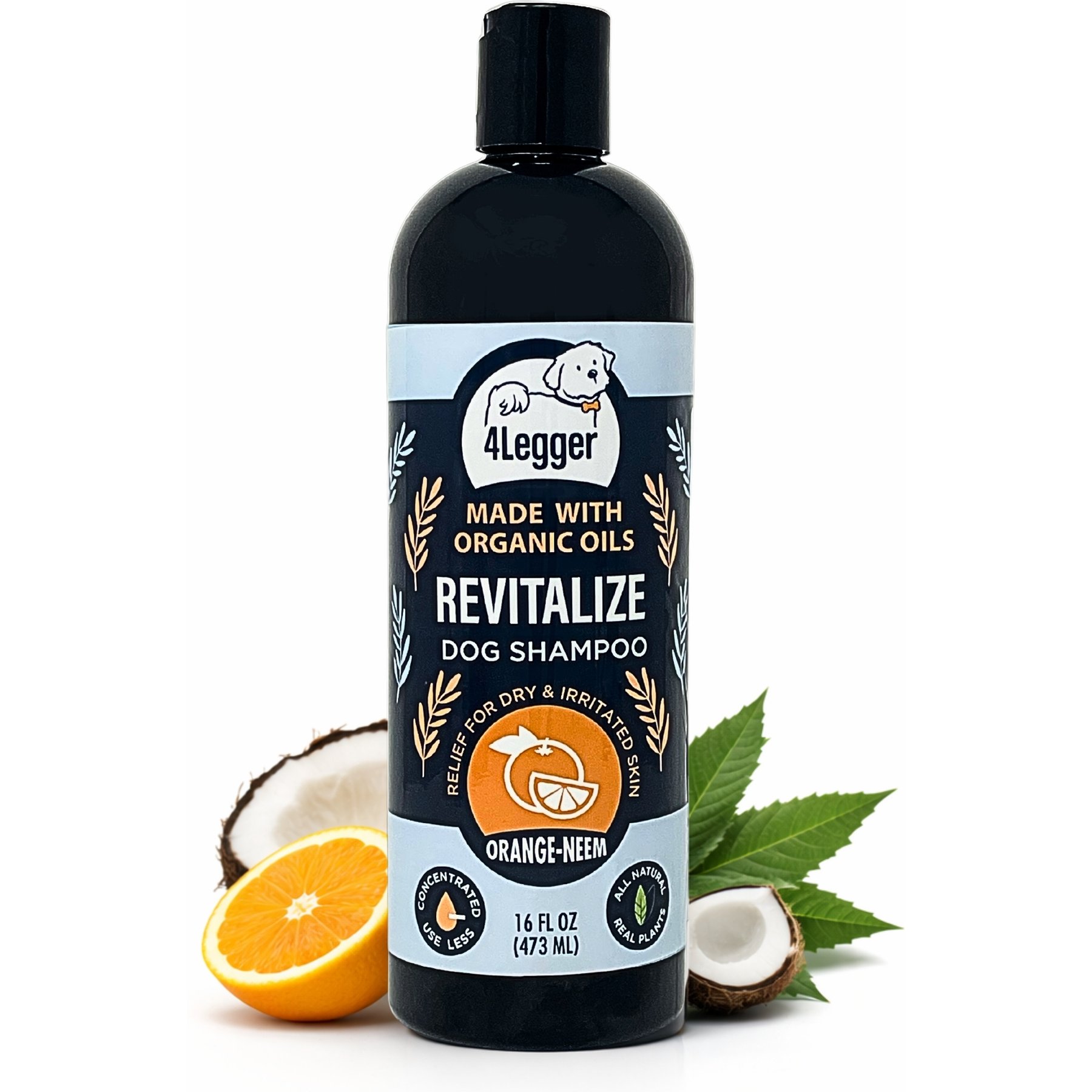 4-Legger REVITALIZE Neem Dog Shampoo with Sweet Orange Essential Oil, 16-oz bottle