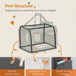FEANDREA Portable Soft-Sided Indoor & Outdoor Applications Kennel Carrier with Secure Zippers Collapsible Dog Crate, Small: 24-in, Gray slide 2 of 6