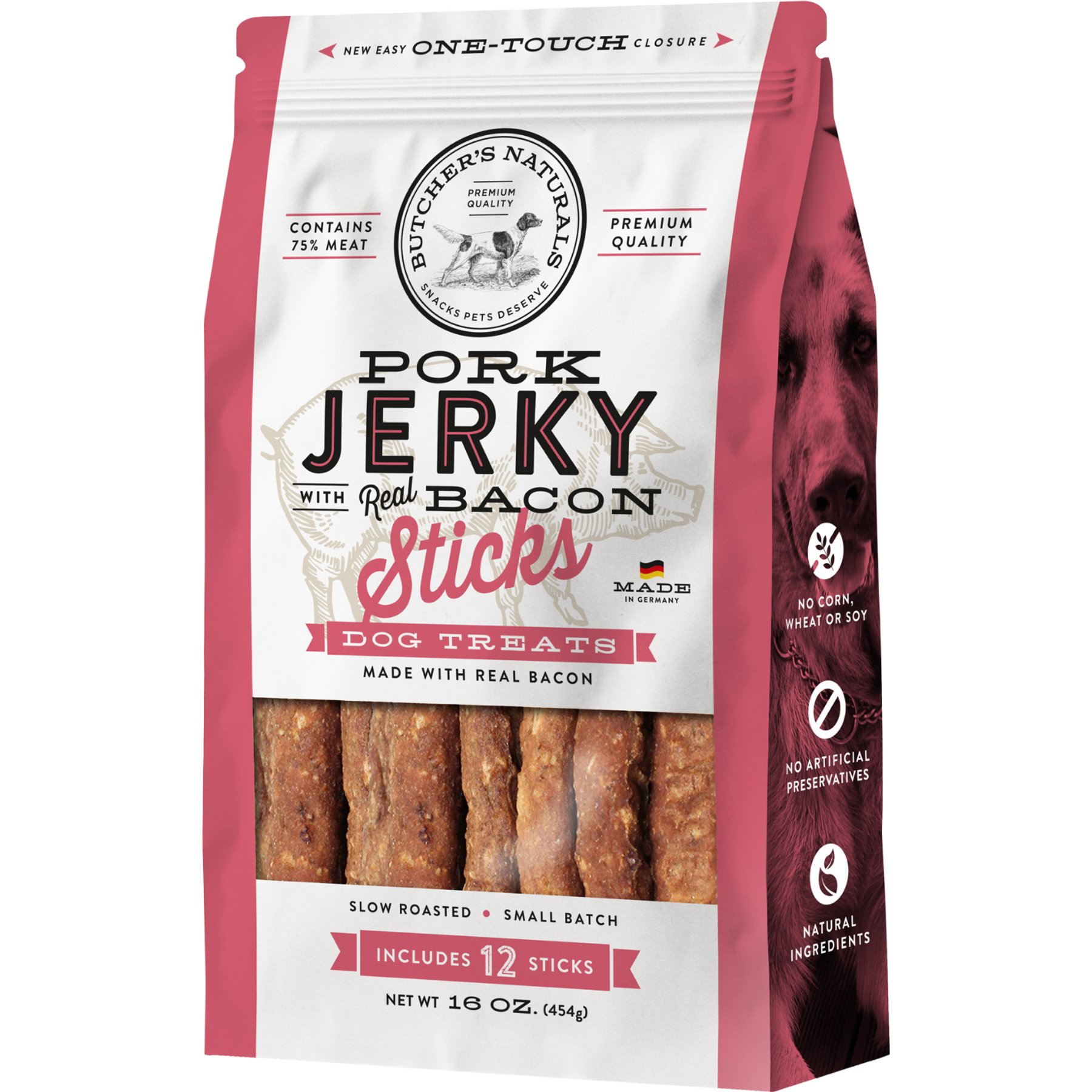 Butcher's Naturals Pork & Bacon Sticks Jerky Dog Treats, 16-oz bag