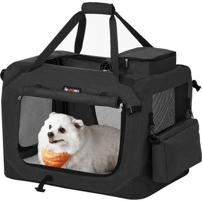 FEANDREA FEANDREA Portable Soft-Sided Indoor & Outdoor Applications Kennel Carrier with Secure Zippers Collapsible Dog Crate, Small: 24-in, Black