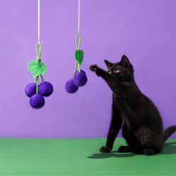 ZEZE Grape Cluster Squeaky Hanging Scratcher Cat Toy, Purple slide 2 of 9