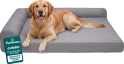 FurHaven Paw-Quilted Cooling Gel Top Deluxe Chaise Orthopedic Cat & Dog Bed with Removable Cover, Titanium, Jumbo
