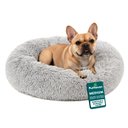 FurHaven Calming Cuddler Long Fur Donut Bolster Dog Bed, Mist Gray, Medium
