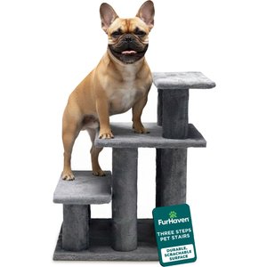 FurHaven Steady Paws Cat & Dog Stairs, Gray, 3-Step
