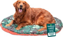 FurHaven Trail Pup Packable Stuff Sack Travel Pillow Dog Bed, Paprika & Camo-Paw, Large