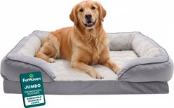 FurHaven Velvet Waves Perfect Comfort Orthopedic Sofa Cat & Dog Bed with Removable Cover, Granite Gray, Jumbo
