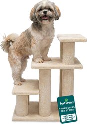 FurHaven Steady Paws Cat & Dog Stairs, Cream, 3-Step