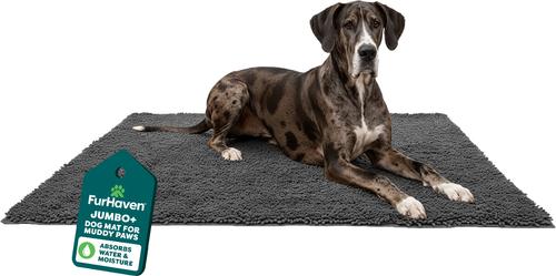 FURHAVEN Muddy Paws Towel & Shammy Dog Mat, Gray, Jumbo Plus