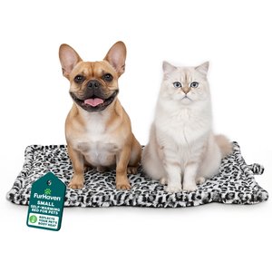 FurHaven ThermaNAP Faux Fur Self-Warming Dog & Cat Mat, Snow Leopard, Small