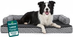 FurHaven Comfy Couch Orthopedic Bolster Dog Bed with Removable Cover, Diamond Gray, Large