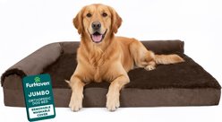 FurHaven Plush Deluxe Chaise Orthopedic Cat & Dog Bed with Removable Cover, Sable Brown, Jumbo
