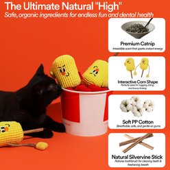 ZEZE Interactive Corn Catnip Plush Cat Toy with Silvervine & Crinkle Husk, Yellow slide 2 of 9