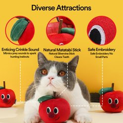 ZEZE Interactive Catnip Plush Cat Toy with Silvervine & Crinkle Leaf, Orange slide 2 of 6
