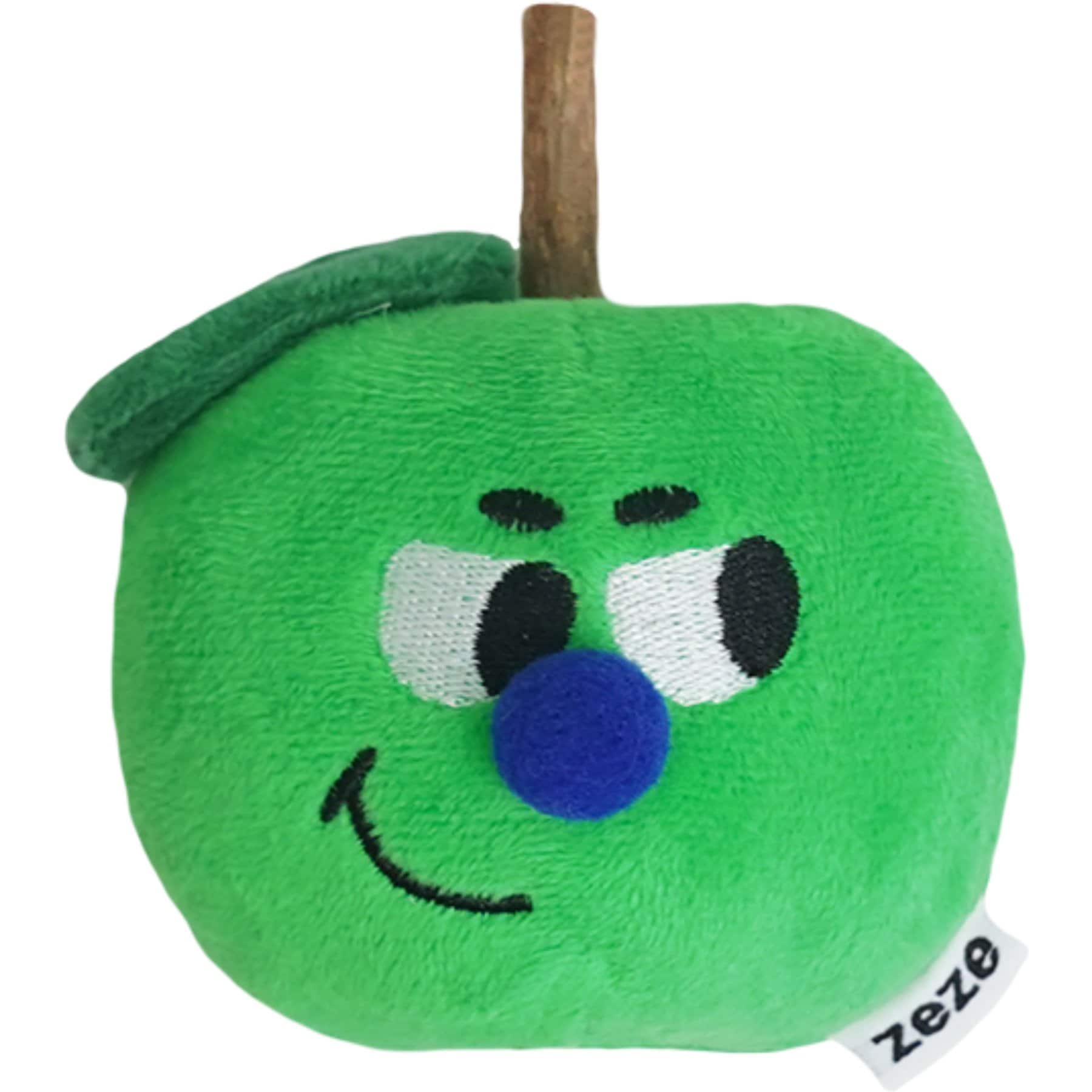ZEZE Interactive Apple Catnip Plush Cat Toy with Silvervine & Crinkle Leaf, Green