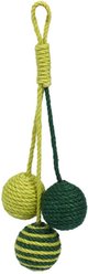 ZEZE Interactive Squeaky Hanging Scratcher Jute Rope Cat Toy, Green