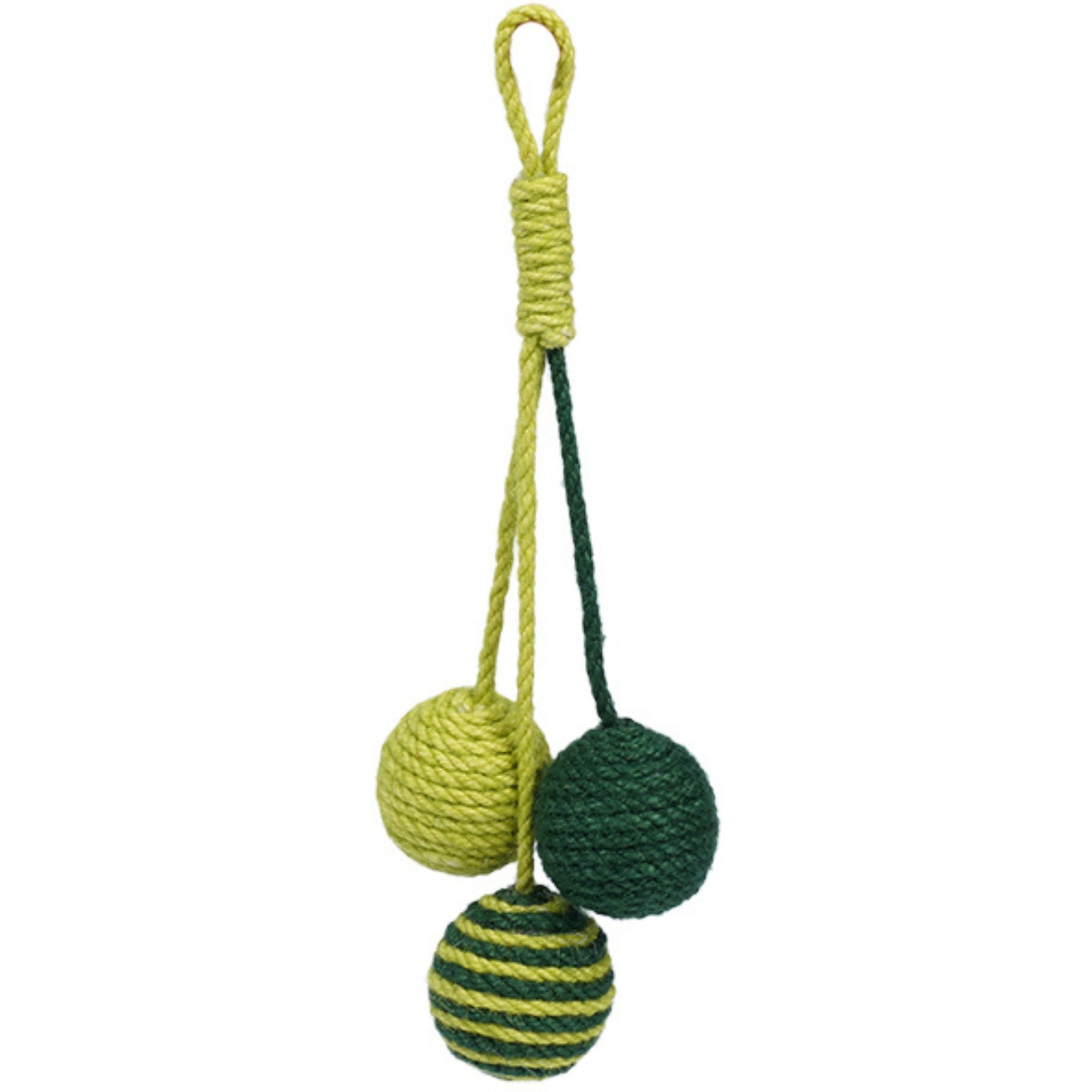 ZEZE Interactive Squeaky Hanging Scratcher Jute Rope Cat Toy, Green