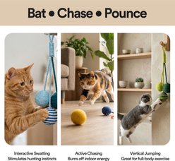 ZEZE Interactive Sunset Trio Squeaky Hanging Scratcher Cat Toy, Orange slide 2 of 9