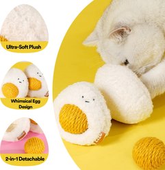 ZEZE Interactive Boiled Egg Catnip Scratcher Cat Toy with Detachable Sisal Ball, White slide 2 of 9