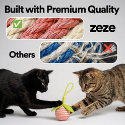 ZEZE Squeaky Hanging Scratcher Ball Cat Toy, Orange slide 2 of 9
