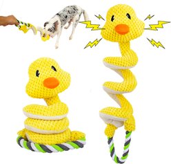 gerhui Spiral Long Necked Duck Plush Dog Toy, Yellow, 8.66 x 6.69 x 4.33-in