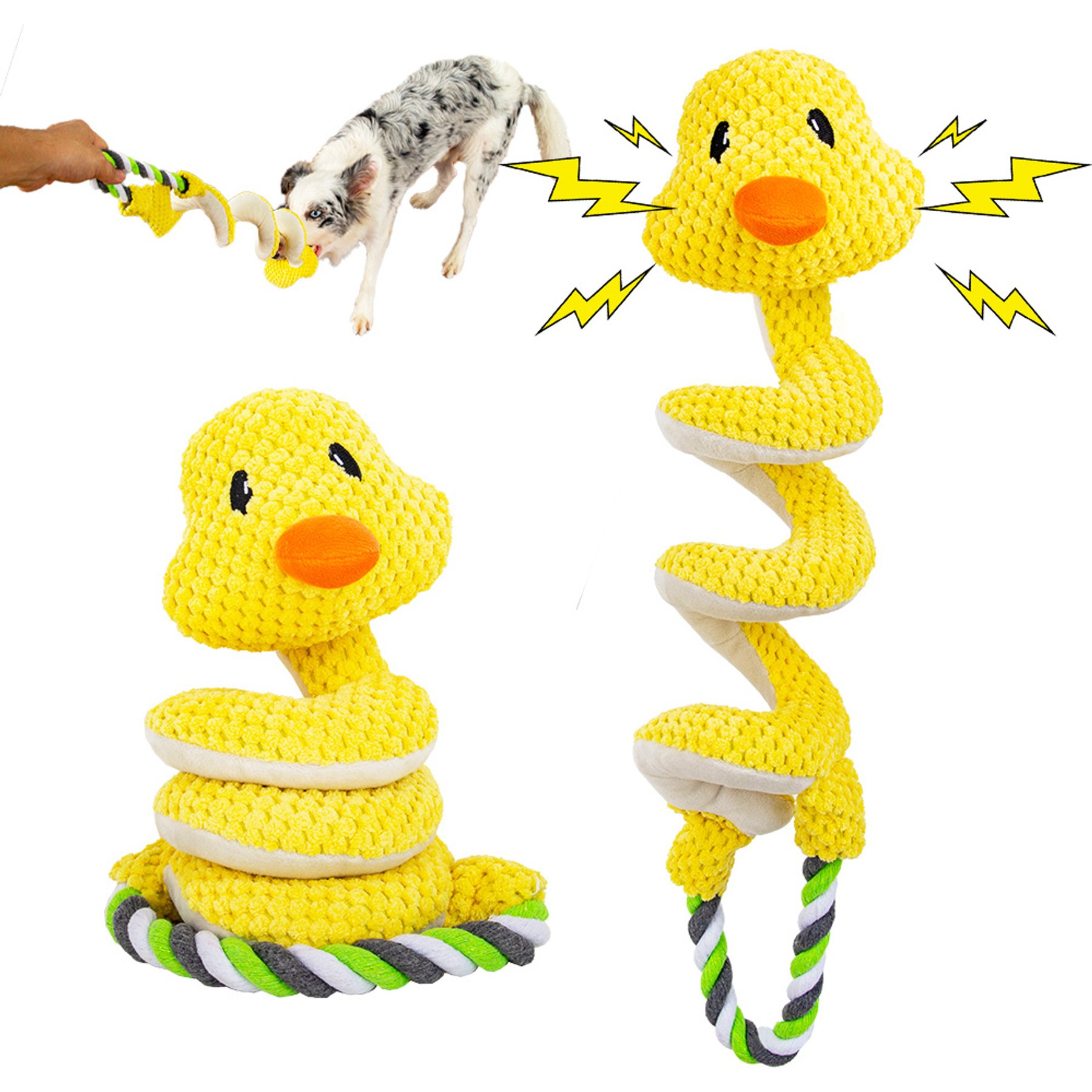 gerhui Spiral Long Necked Duck Plush Dog Toy, Yellow, 8.66 x 6.69 x 4.33-in