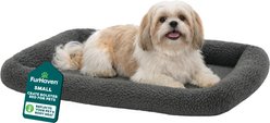 FurHaven Faux Wool Crate Bolster Cat & Dog Bed, Gray, Small