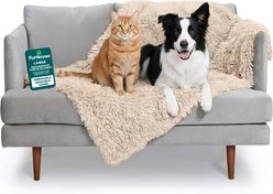FurHaven Polyester Long Fur & Velvet Dog Blanket, Taupe, Large 