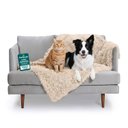 FurHaven Polyester Long Fur & Velvet Dog Blanket, Taupe, Large 