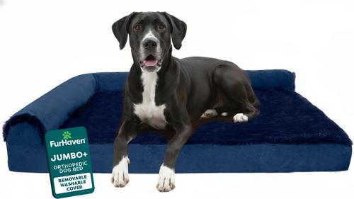 FURHAVEN Plush Deluxe Chaise Orthopedic Cat & Dog Bed with
