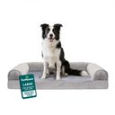FurHaven Faux Fur Orthopedic Bolster Dog Bed with Removable Cover, Smoke Gray, Large