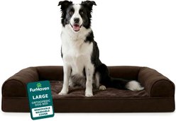 FurHaven Plush & Suede Orthopedic Sofa Cat & Dog Bed, Espresso, Large