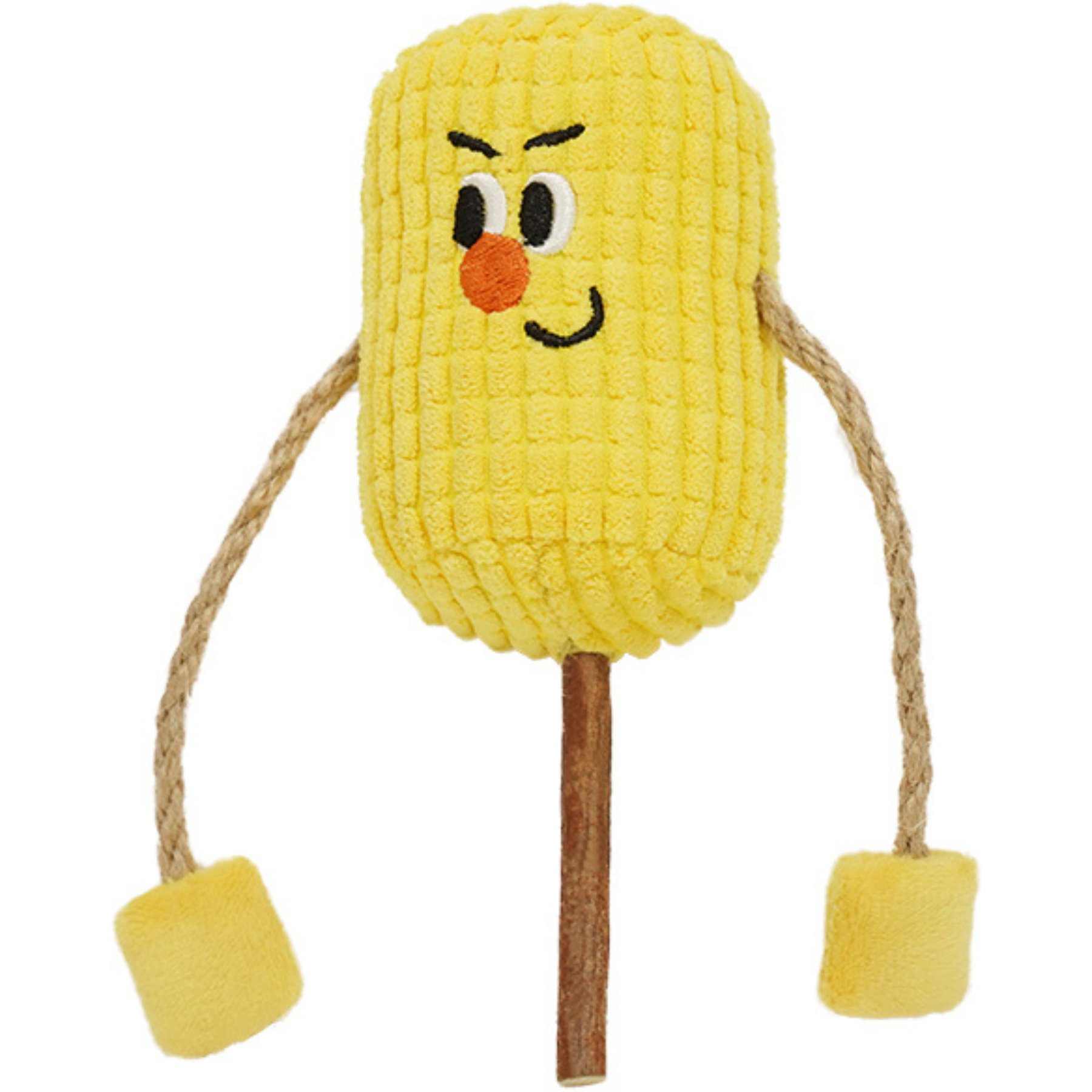 ZEZE Interactive Corn Catnip Plush Cat Toy with Silvervine & Crinkle Husk, Yellow