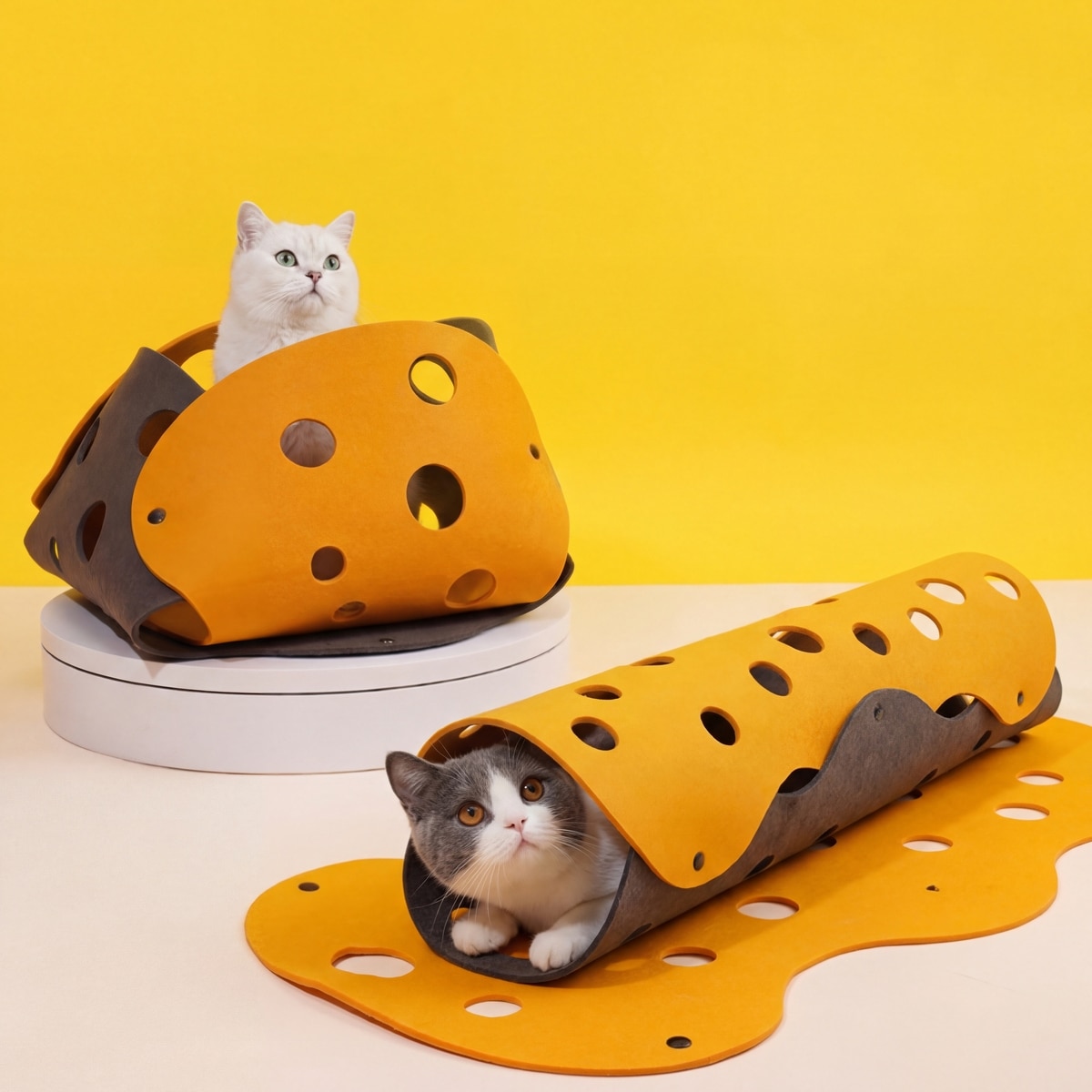 ZEZE Interactive Cheese Exercise Tunnel Cat Toy, Yellow - Chewy.com