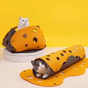 ZEZE Interactive Cheese Exercise Tunnel Cat Toy, Yellow - Chewy.com
