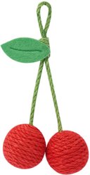 ZEZE Interactive Cherry Duo Squeaky Hanging Scratcher Cat Toy, Red