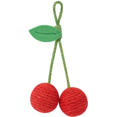 ZEZE ZEZE Interactive Cherry Duo Squeaky Hanging Scratcher Cat Toy, Red