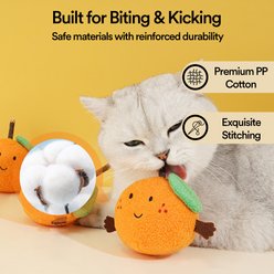 ZEZE Interactive Catnip Plush Cat Toy with Silvervine & Crinkle Leaf, Orange slide 2 of 7