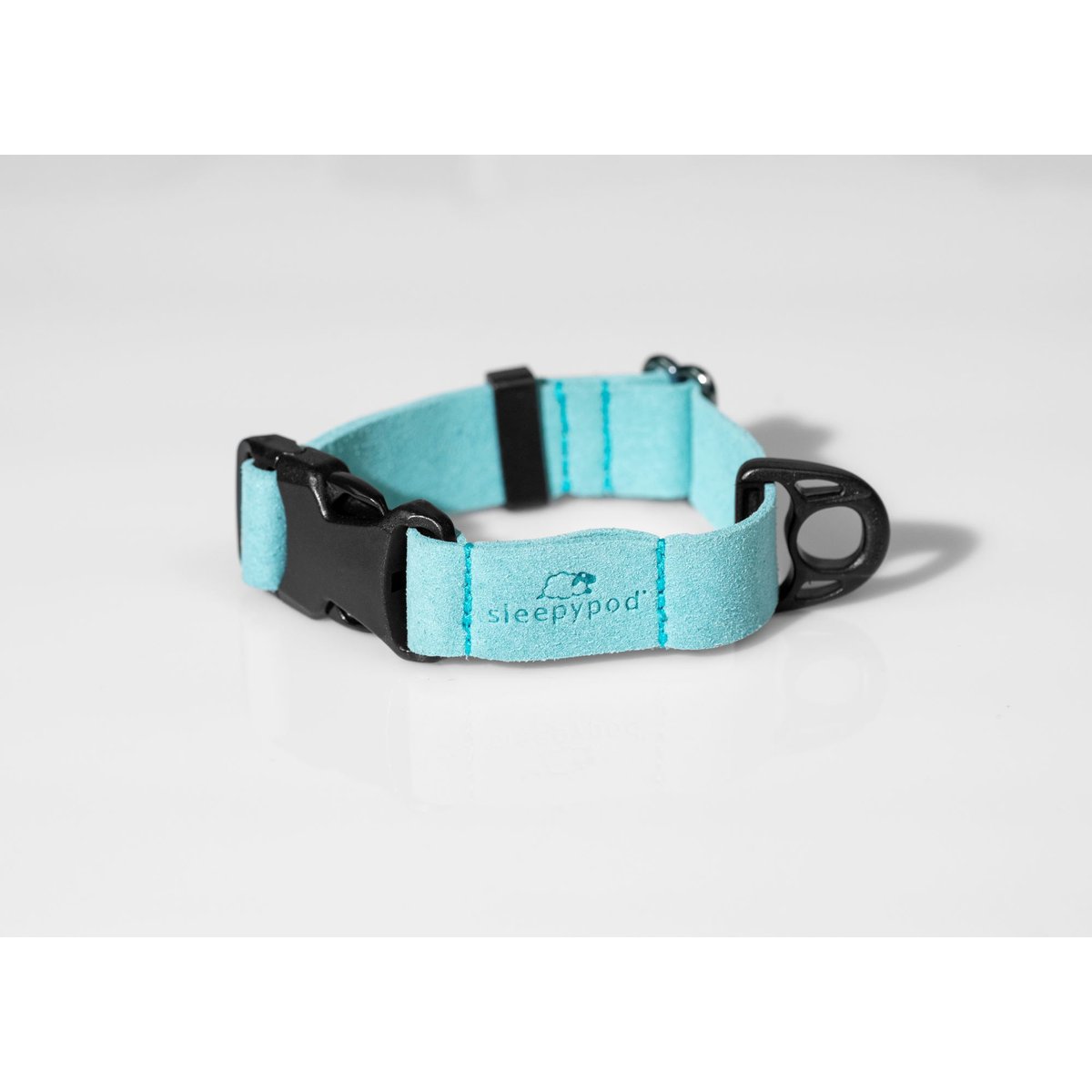 Sleepypod Comfort Suede Dog Collar, Blue Lagoon, Medium: 14 to 21-in neck, 0.75-in wide