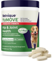 Vetnique Labs YuMOVE Plus Hip & Joint Health Glucosamine, Omega 3 & Hyaluronic Acid Tablet Supplement for Dogs, 120 count