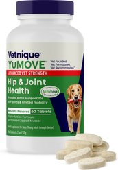 Vetnique Labs YuMOVE Plus Hip & Joint Health Glucosamine, Omega 3 & Hyaluronic Acid Tablet Supplement for Dogs, 60 count