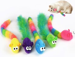 Pet Fit For Life Mice with Long Furry Tail Cat Toy, 5 count