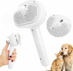 Pawward Self Cleaning Mist Spray Hair Steam Slicker Dog & Cat Brush, White
